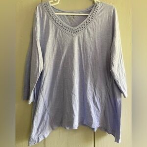 Chico's Womens Top 2 Periwinkle Boho Crocheted V-Neck Long Sleeve Tunic …